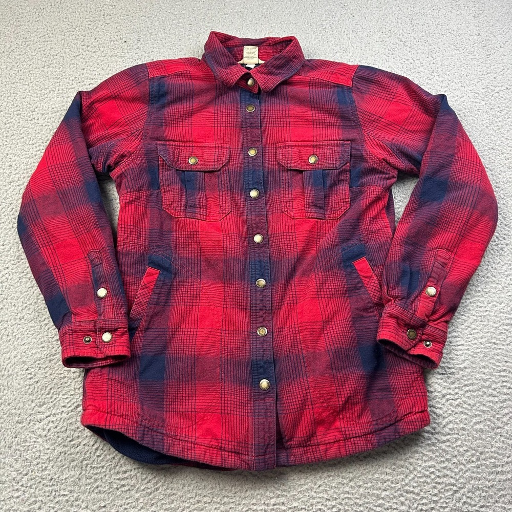 Duluth Free Swingin Plaid Flannel Snap Shirt Jac Womens XS Pockets Lined Shacket